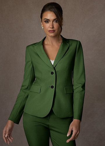 front Whitney Olive Structured Stretch Blazer