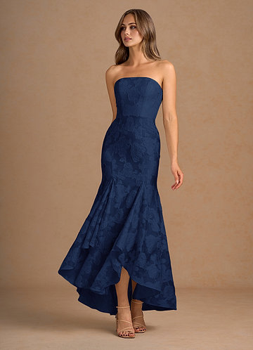 Vestido Azul Marino Oscuro Largo Avina front