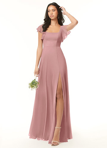 Azazie Bondi Bridesmaid Dresses Dusty Rose A-Line Ruffled Chiffon Dress image1