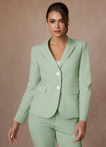 front Whitney Dusty Sage Structured Stretch Blazer