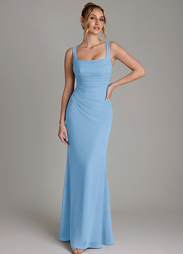Agustina Bridesmaid Dresses Powder Blue Mermaid Corset Chiffon Dress image1