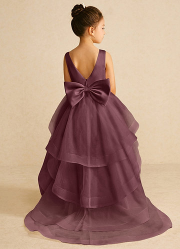 Azazie Pumpkin Flower Girl Dresses Sangria A-Line Convertible Tulle Dress image1