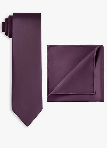 front Conjunto de corbata ancha y pañuelo de bolsillo de satén elástico