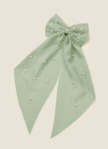 front Matching Color Chiffon Pearl Hair Bow Hair Clip