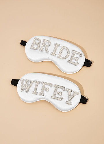 front Bride & Wifey Pearl Rhinestone Sleep Mask