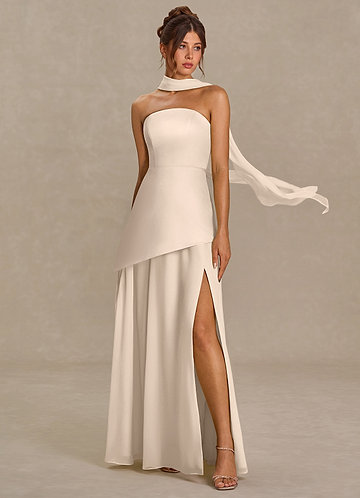 silk.white dress White Satin Formal Dress for Brides and Prom Teens Off White / 14 main image 1
