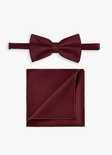 front Stretch Satin Bow Tie and Pocket Square Set
