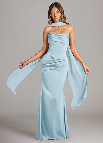 Azazie Sorrel Bridesmaid Dresses Sky Blue Mermaid Strapless Stretch Satin Convertible Dress image1