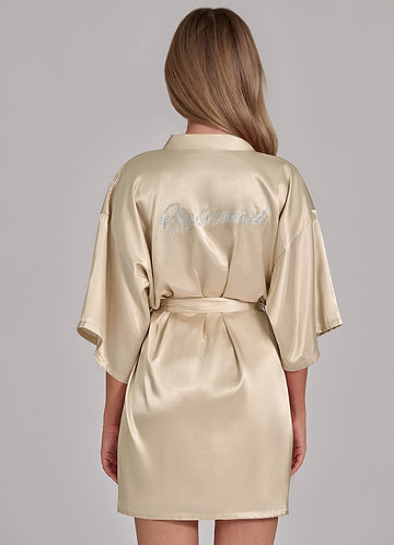 front Bridemaids Satin Rhinestone Robe