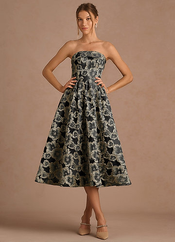 azazie midi dress Azazie Square A-Line Midi Cocktail Dresses in Black