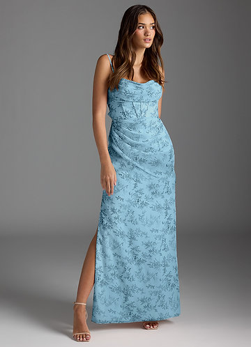 Azazie Zeya Blue Fern Floral Bridesmaid Dresses | Azazie