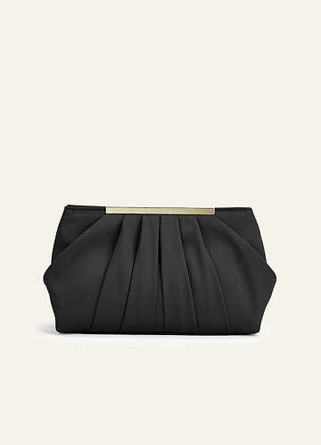 front Matchande färg Stretch Satin Plisserad Clutch