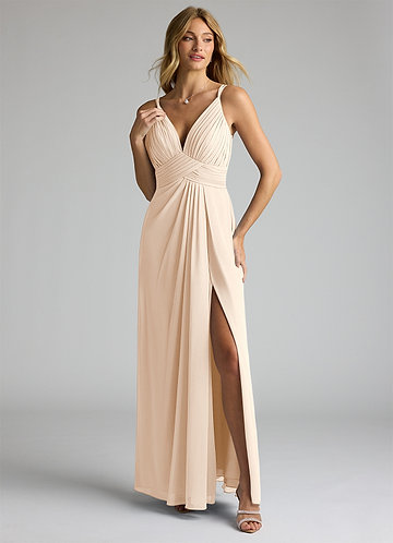 Azazie Clementina Diamond White Nude A-Line V-Neck Sequins Azazie Clementina Diamond White Nude A-Line V-Neck Sequins