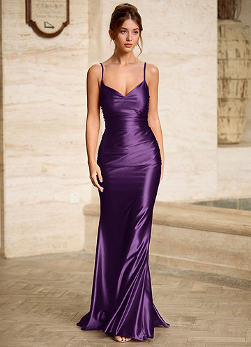 Scarlett Grape Backless Lace-up Mermaid Prom Dress image1