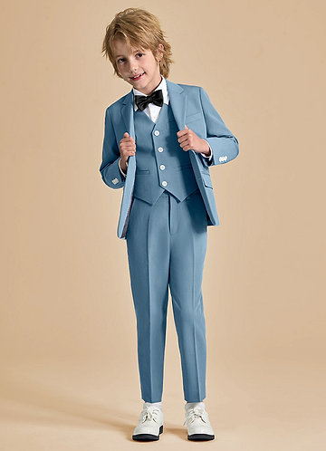 front Oliver Light Blue Boys 5-Piece Suit With Bow Tie