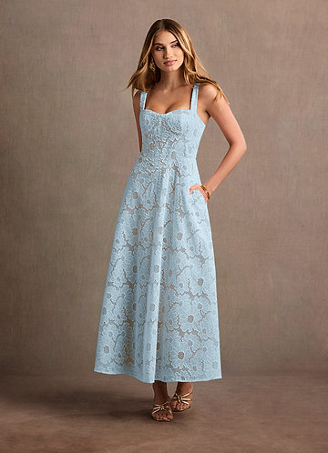 Charlotte Sky Blue Lace Maxi Dress front
