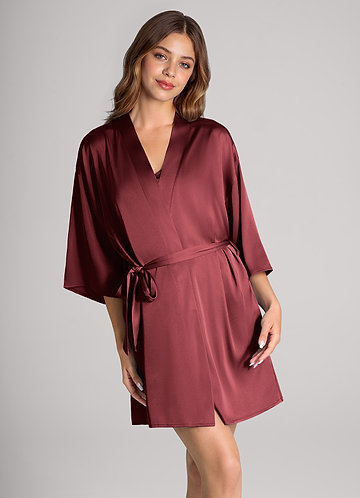 front Matching Color Classic Satin Robe