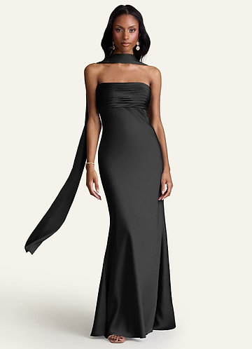 front Azazie Matching Color Stretch Satin Scarf