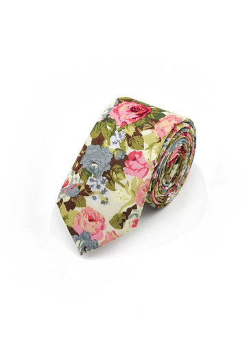 front_Pink and Blue Rose Patterned Tie