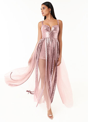 Blush Pink Evening Dresses Beaded Wedding Guest Dress FD1292
