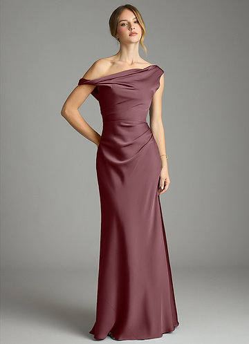 white christmas dresses Pretty One Shoulder Brown Dress - Wedding Guest Dresses main image 1