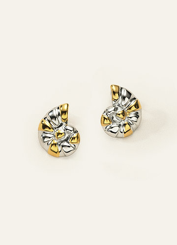 front 18K Gold Plated Two-Tone Conch Earrings