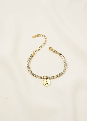 front Bracelet de tennis initial en strass