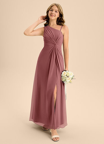 Azazie Brooke Junior Abito A-Line in Chiffon Spacco Laterale Ametista image1