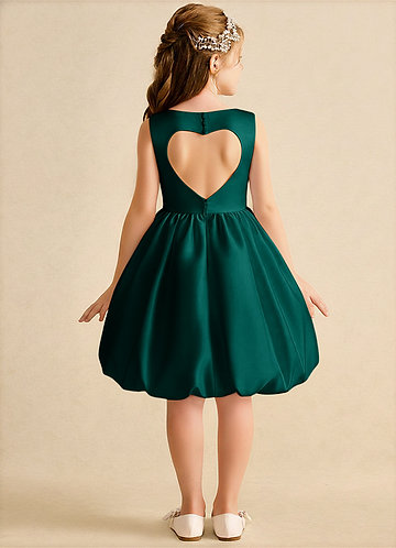 Azazie Nirvana Robes de Fillette d'Honneur Robe Princesse en Mat Satiné Rayé Vert Pin image1