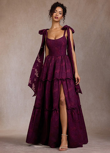 strapless open back dress red prom dresses one shoulder side slit satin dark red floor length sa –  classygown