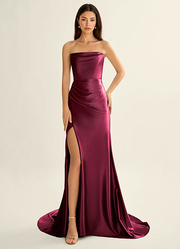 Philomena Ankara Red Corset Stretch Satin Mermaid Prom Dress image1