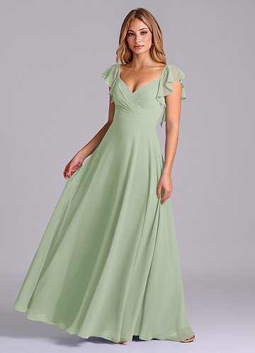slim fit dress slacks Santiago Cut-Out Ruffle Maxi Dress Sage
