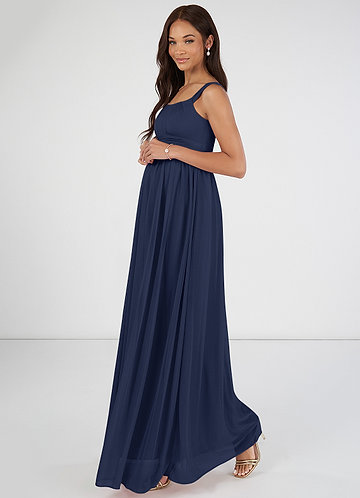Navy Blue Silk & Lace Maternity Evening Dress