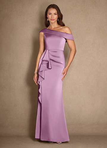 Azazie Hamptons Mother of the Brides Dresses Wisteria A-Line Pleated Stretch Satin Dress image1