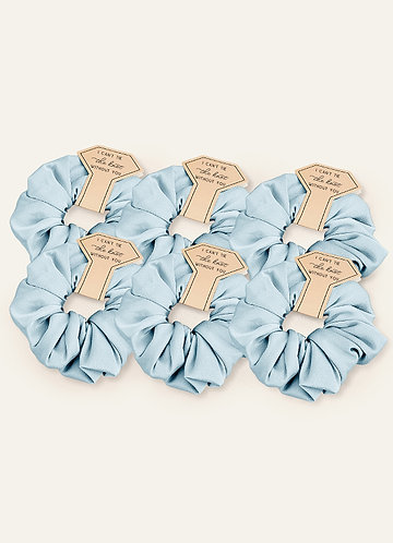 front Matching Color Six-Piece Bridesmaid Stretch Satin Over Size Scrunchie Set