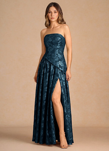 green emerald velvet dress Country Style Two Piece Navy Blue Prom Dress main image 0