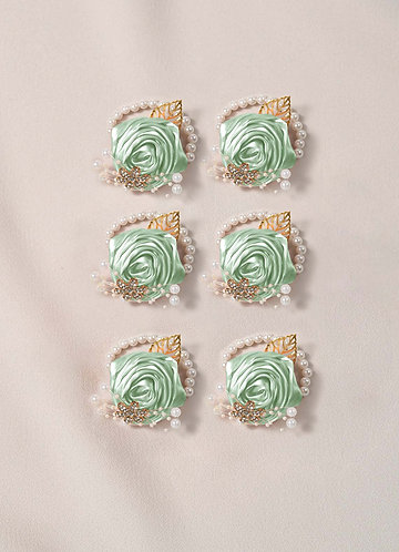 front Lot de 6 corsages de poignet assortis pour demoiselles d'honneur avec bracelet en perles