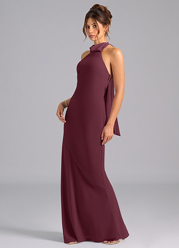 Velli Bridesmaid Dresses Cabernet Mermaid High Neck Chiffon Dress image1