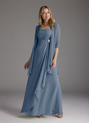 Azazie Weisz Mother of the Brides Dresses Twilight A-Line Square Neckline Pleated Chiffon Dress image1