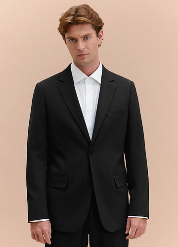 front James Black Structured Stretch Suit Jacket