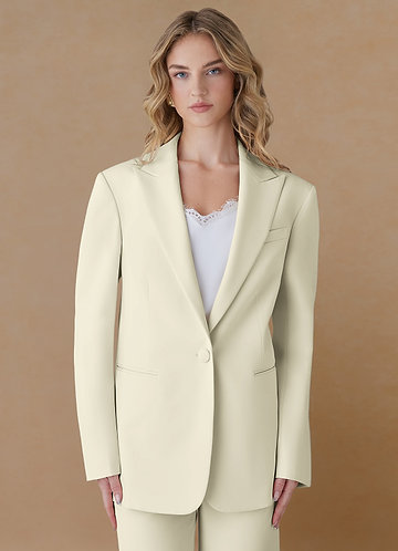 front Amelia Ivory Refined Weave Performance Oversized Blazer