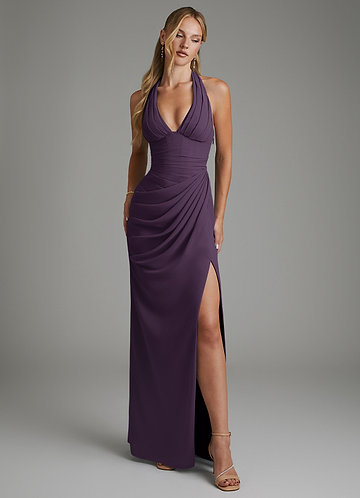 Tina Bridesmaid Dresses Plum Mermaid Corset Chiffon Dress image1