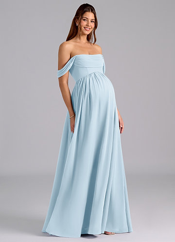 Azazie Saige Maternity Bridesmaid Dresses A-Line Pleated Chiffon Floor-Length Dress image1
