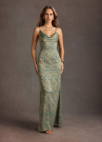 Leah Platinum Teal Gown image1