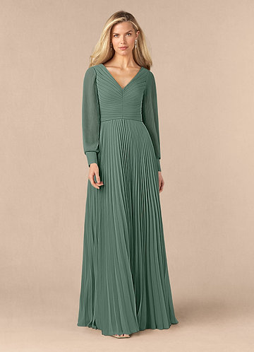 Azazie Zina Mother of the Brides Dresses Eucalyptus A-Line Pleated Chiffon Dress image1