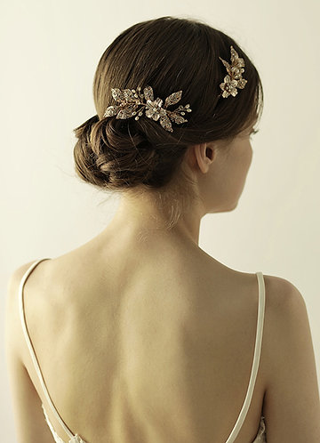 front_Crystal Flower and Leaf Comb Set