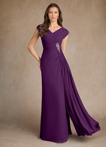 Azazie Bronson Mother of the Brides Dresses Grape A-Line Pleated Chiffon Dress image1