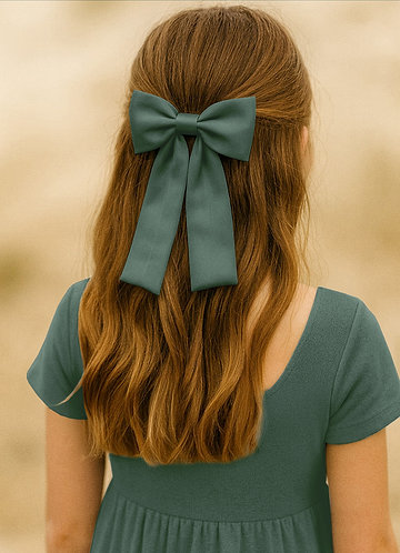 front Girls Satin Bow Hair Clip Set