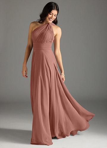 Azazie Charlize Bridesmaid Dresses Cedar Rose A-Line One Shoulder Chiffon Dress image1