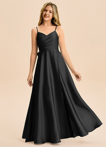 Azazie Rumi Junior Klä av A-Line i Stretch Satin Plisserad image1